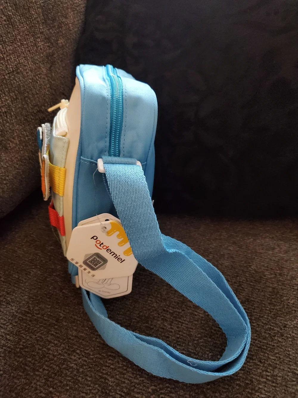 Disney Donald Duck Light Blue Crossbody Bag w/Velcro Patches